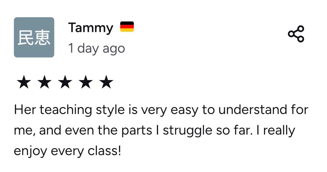 Fünf-Sterne-Bewertung von Tammy